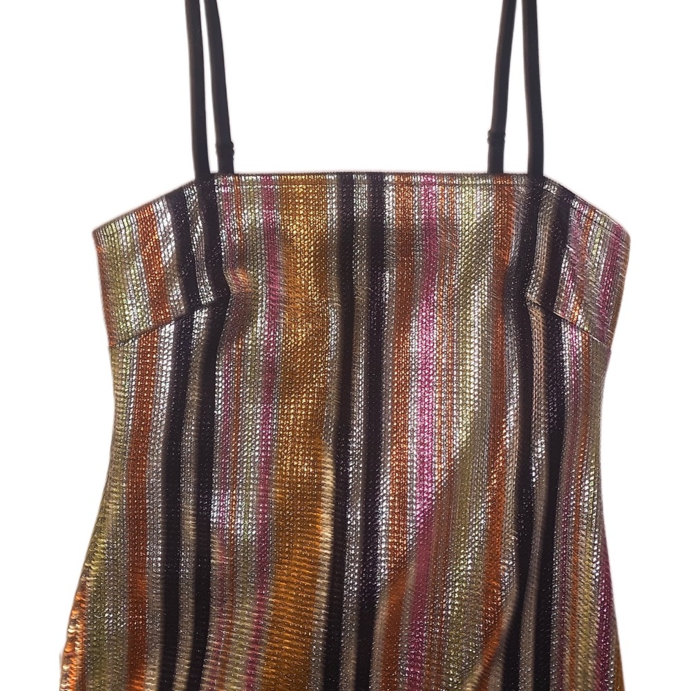 NWOT⚡️Blue Blush Metallic Stripe Bodycon Dress - Picture 3 of 5